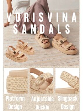 Raffia Platfom Wedge Sandals Sz 8